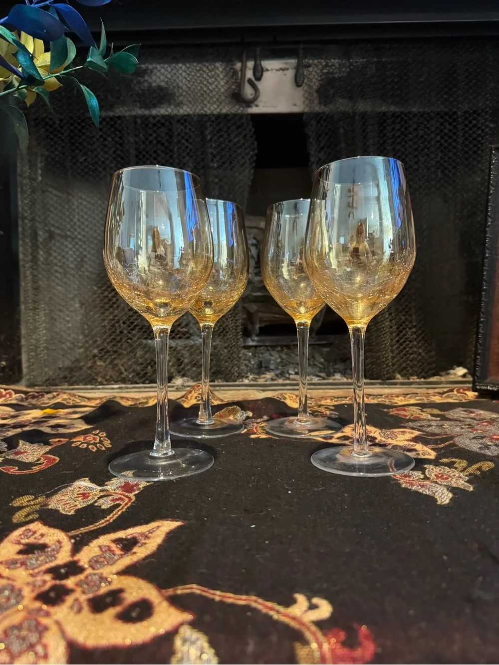 Pier 1 Amber Crackle Golden Luster  9